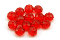 Schliffperlen Rondelle 8 x 6 mm rot transparent - 10 Stk.